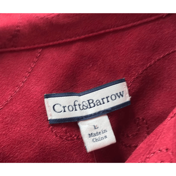 Croft & Barrow Button-Up | Red Embroidered | Size L | Vintage - Picture 5 of 6
